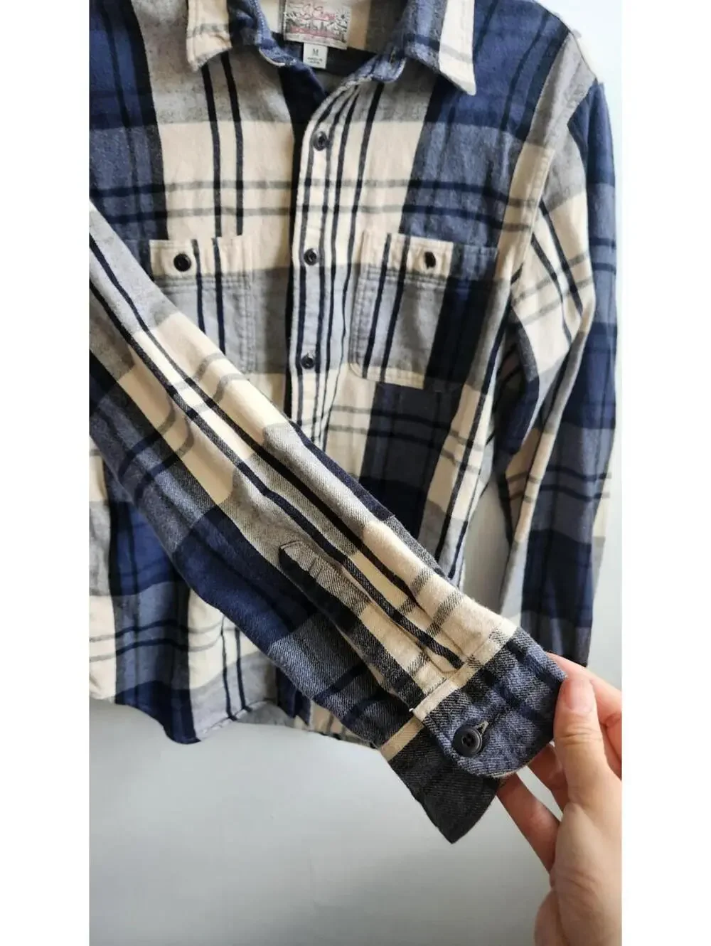 J Crew Shirt Mens Medium Blue Gray Plaid Flannel Slim Fit Button Down Casual